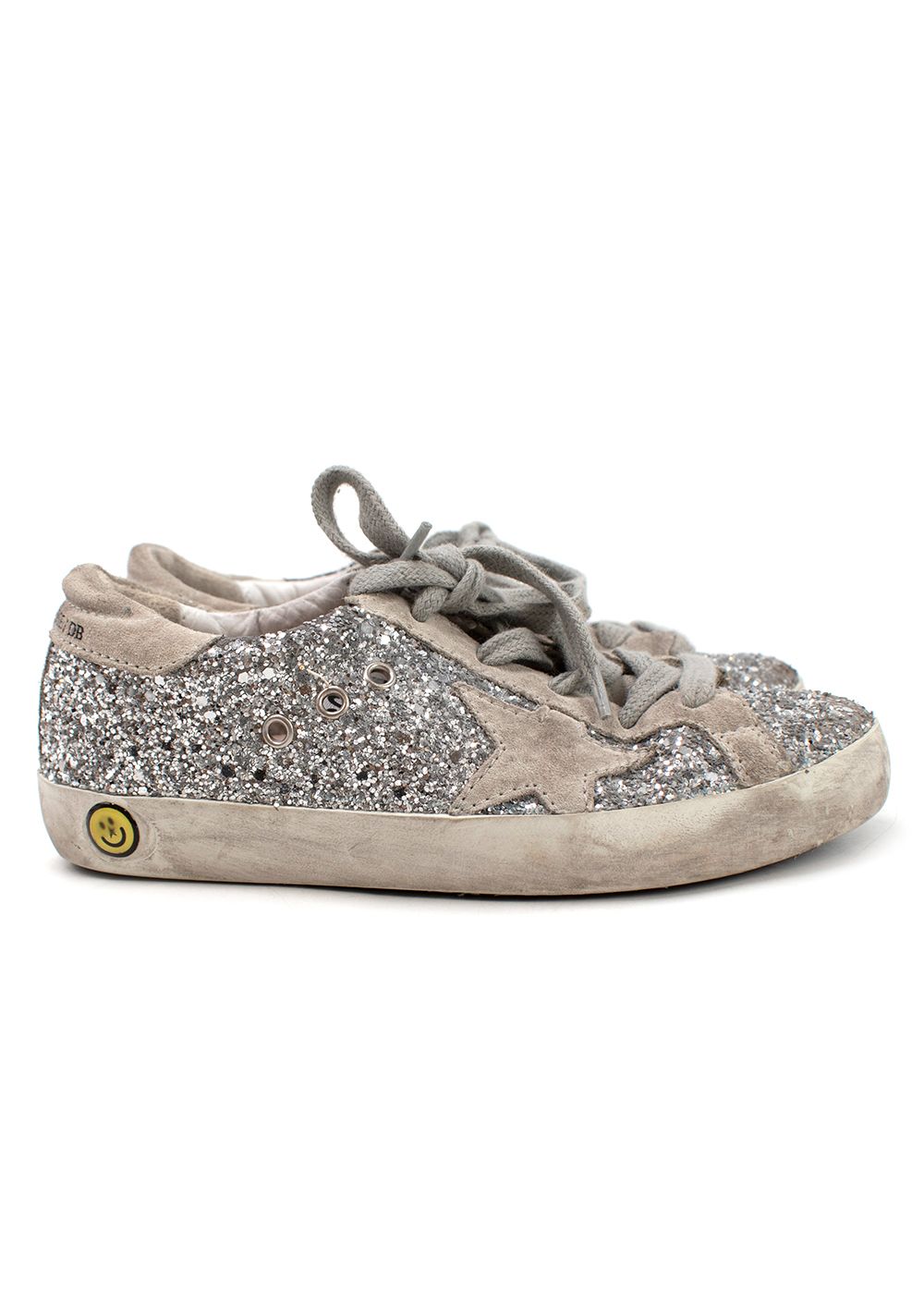 Boys Golden Goose Classic Superstar Glitter Kids Sneakers Size 6 Years + Silver suede