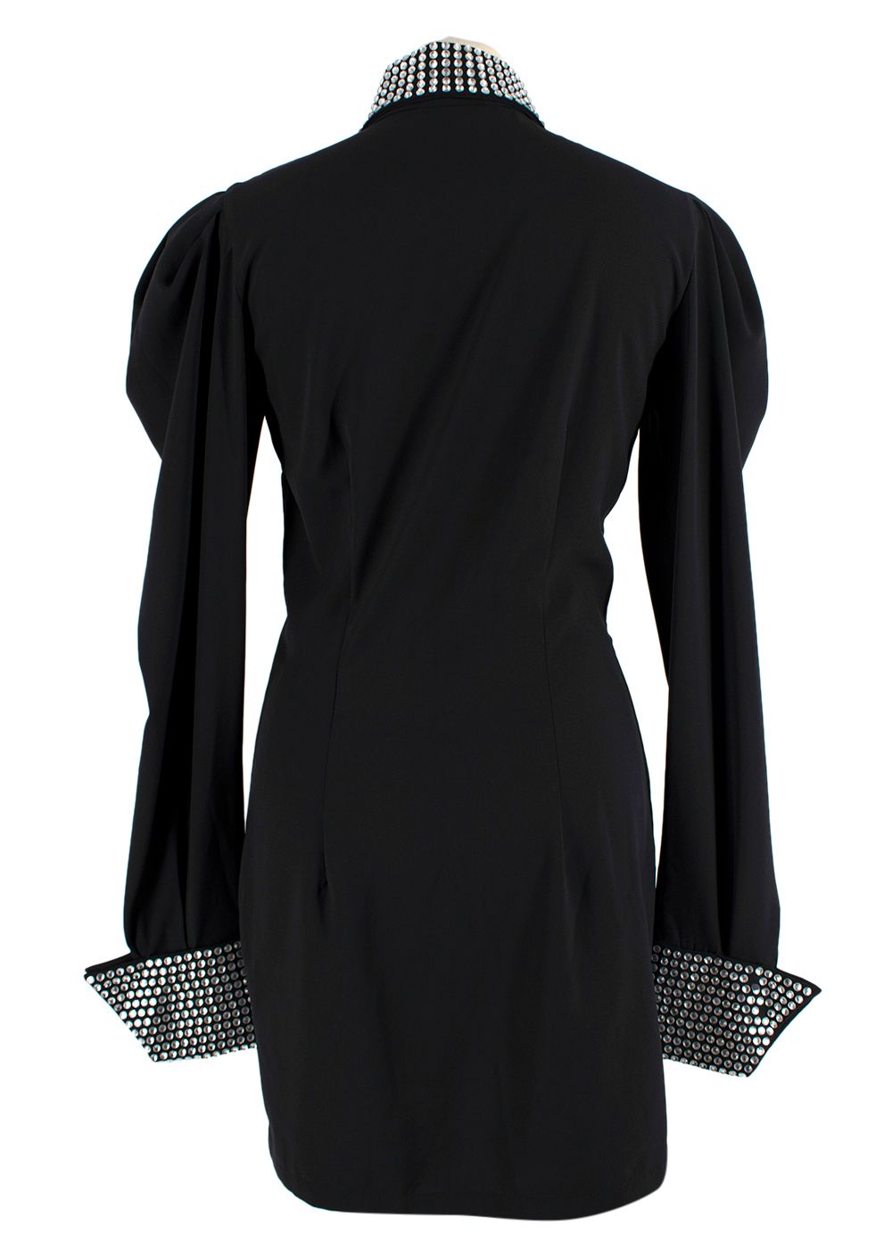 Preowned De La Vali Black El Paso Crystal Embellished Shirt Dress Size S polyester