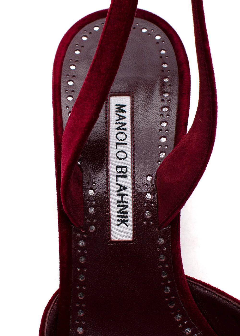 Preowned Manolo Blahnik Red Velvet Embroidered Doyasi Slingbacks