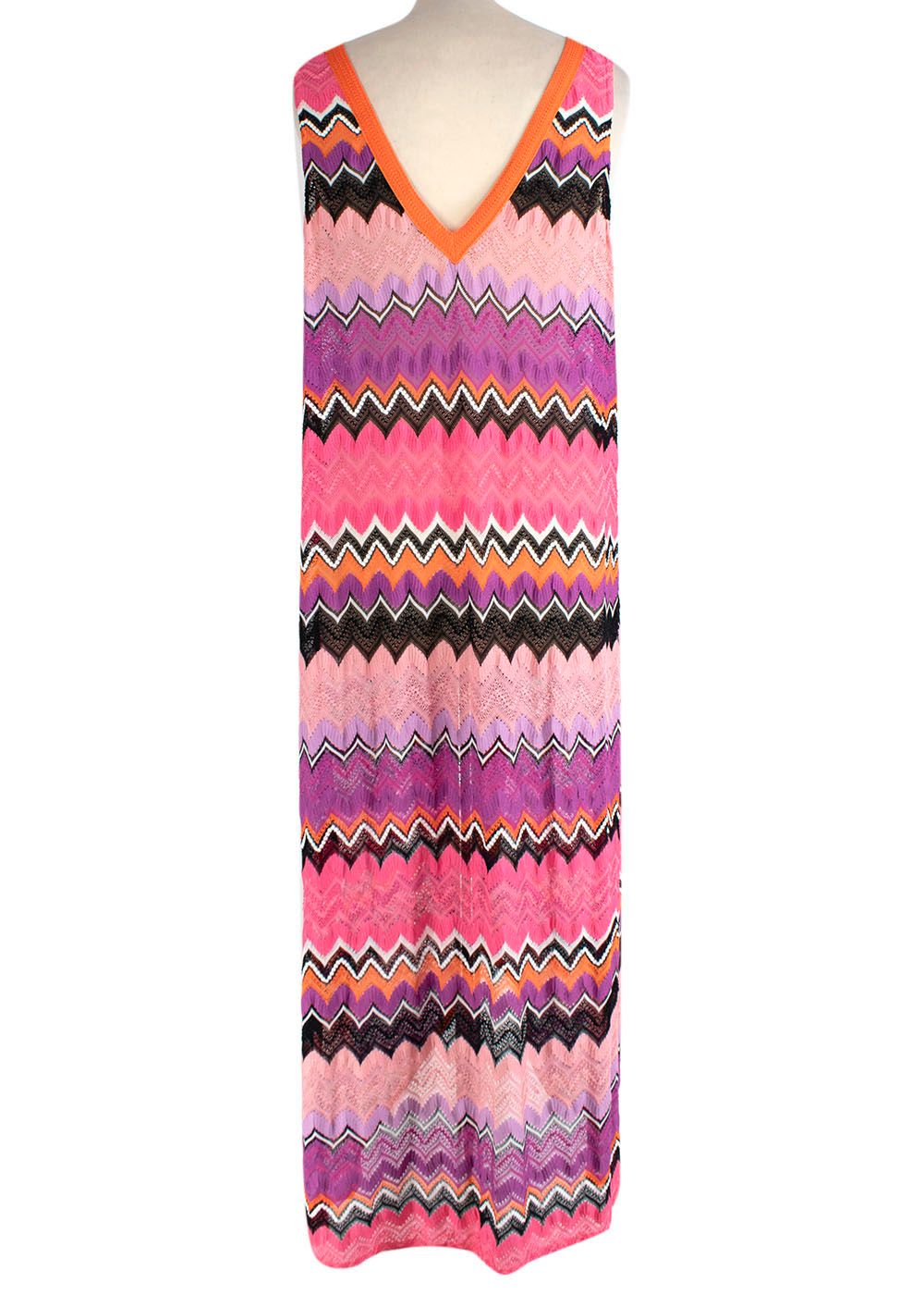 Preowned Missoni Pink  Orange Chevron Knit Sleeveless Dress Size M Multicolour cotton