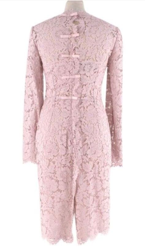 Valentino Blush Pink Corded Lace Fitted Dress Size S