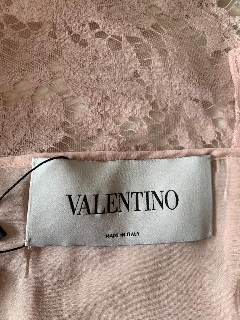 Valentino Blush Pink Corded Lace Fitted Dress Size S