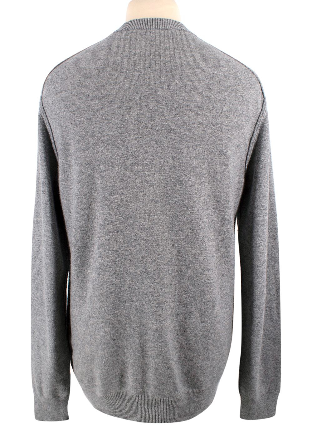 Men's Preowned Dolce  Gabbana Grey Cashmere V Neck Jumper Size L