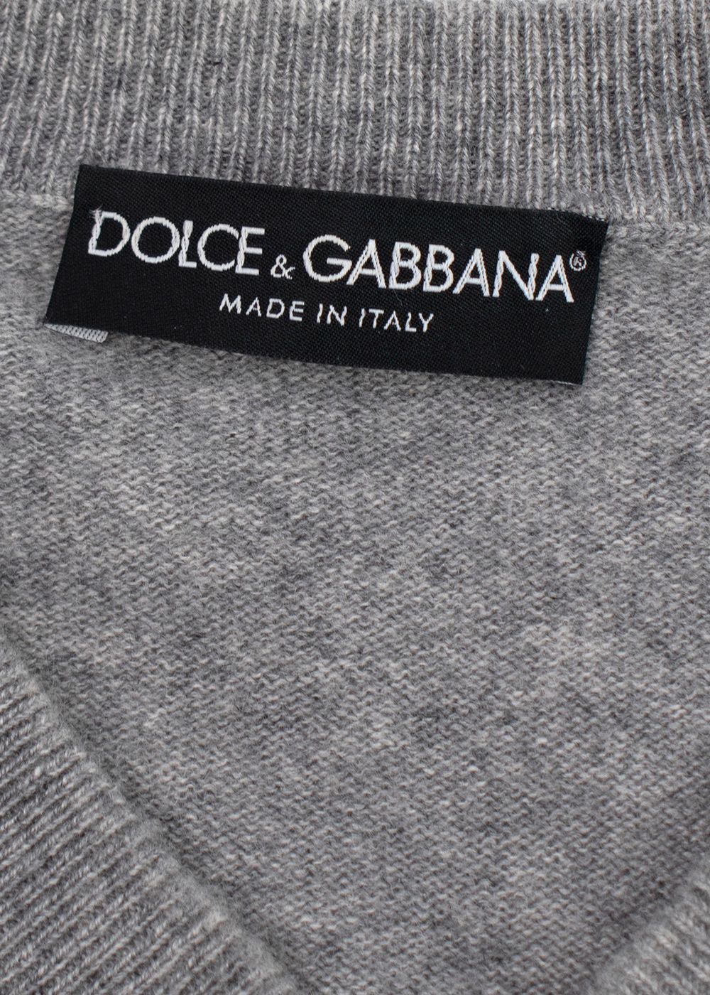 Men's Preowned Dolce  Gabbana Grey Cashmere V Neck Jumper Size L