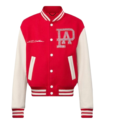 Men's Louis Vuitton Red Lovers Varsity Jacket Size M leather