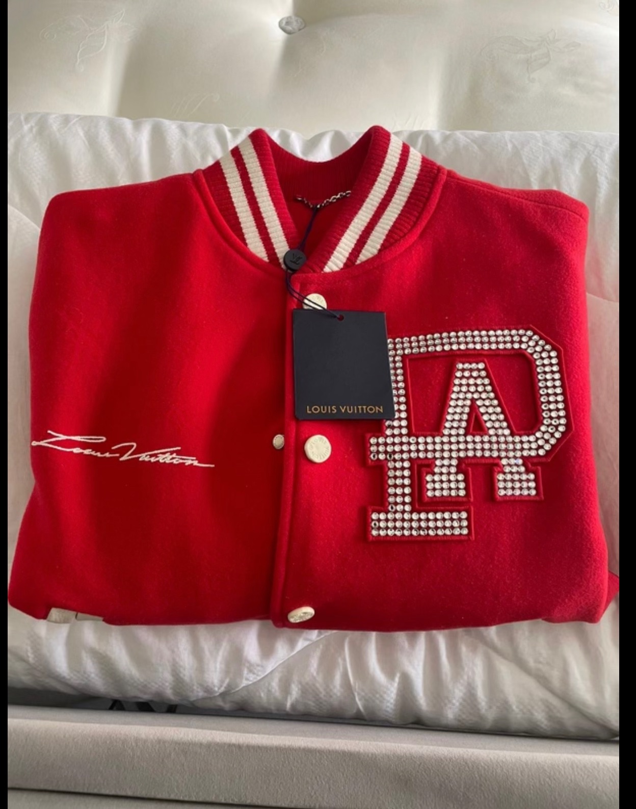 Men's Louis Vuitton Red Lovers Varsity Jacket Size M leather