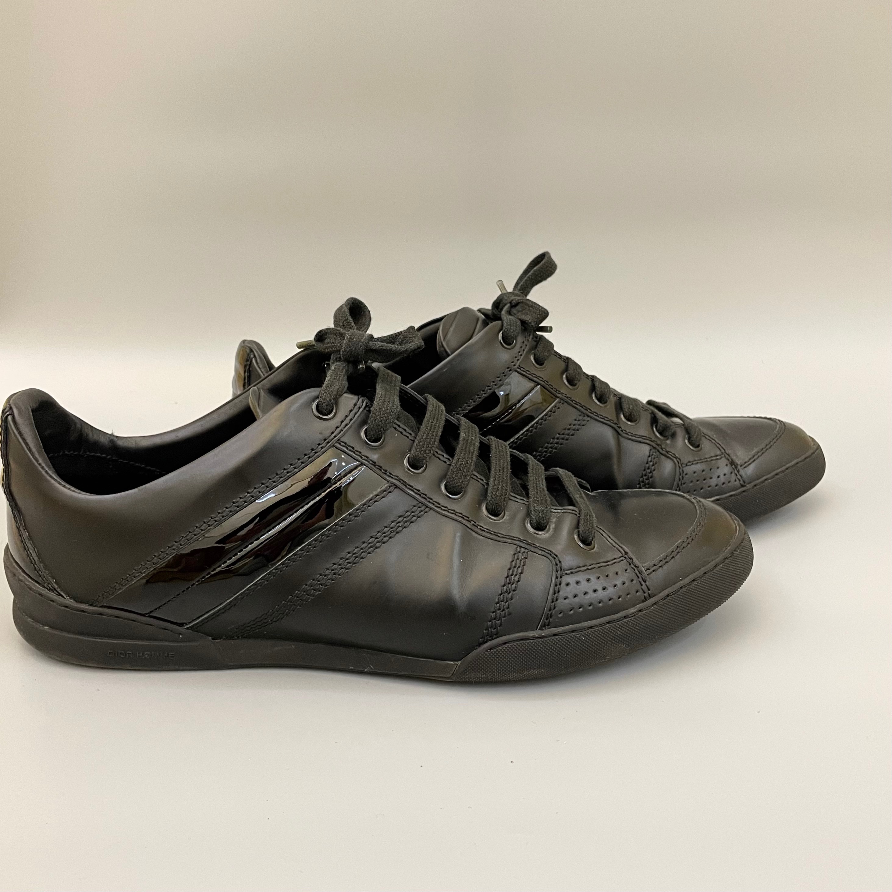 Men's Preowned Dior Black Leather B18 Low Sneakers Size 43