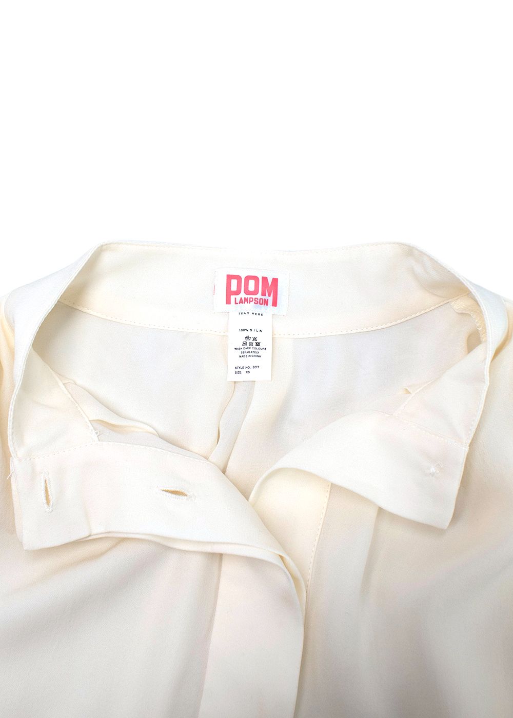 Pom Lampson Ivory Luxe Silk Blouse Size XS