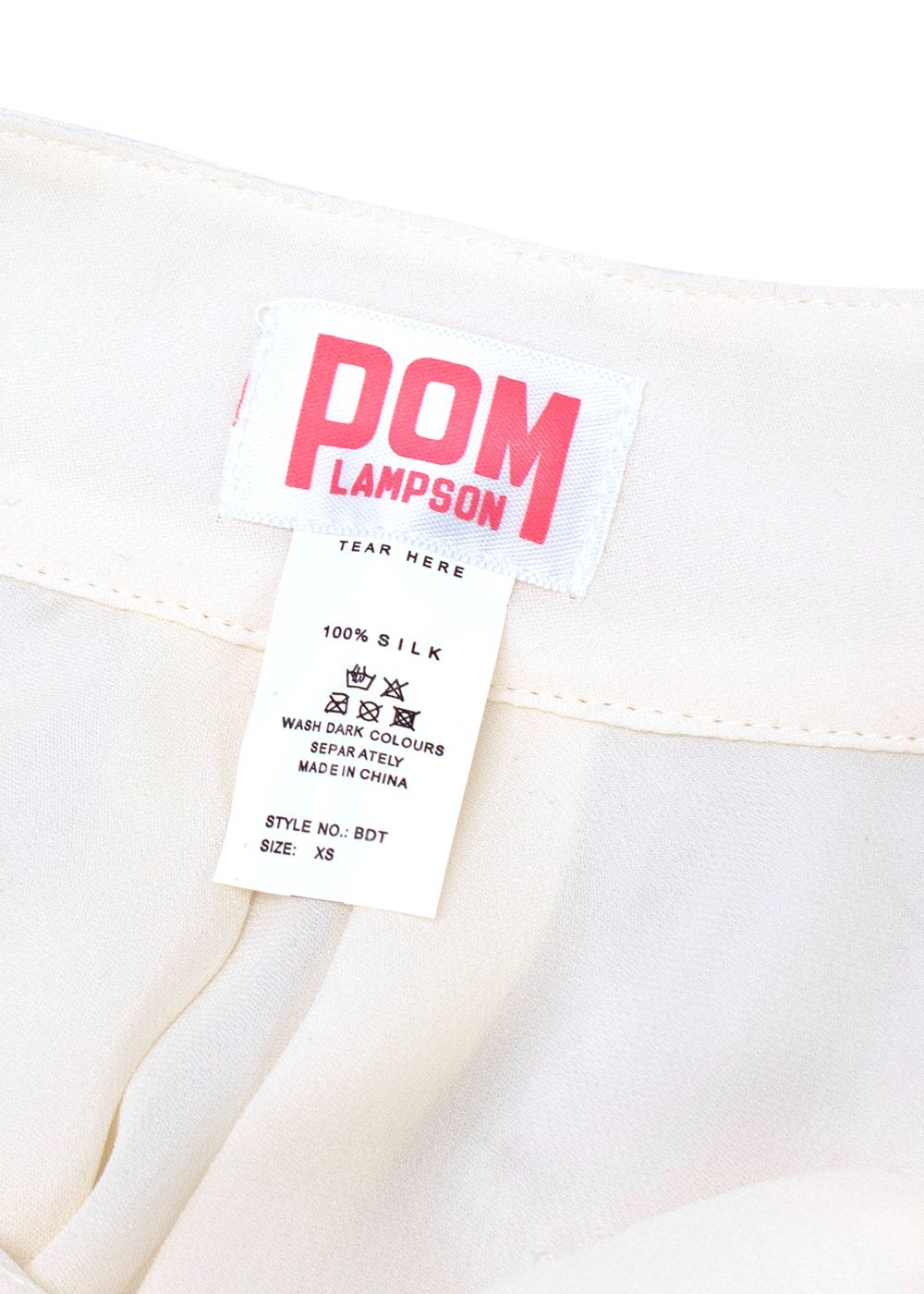 Pom Lampson Ivory Luxe Silk Blouse Size XS