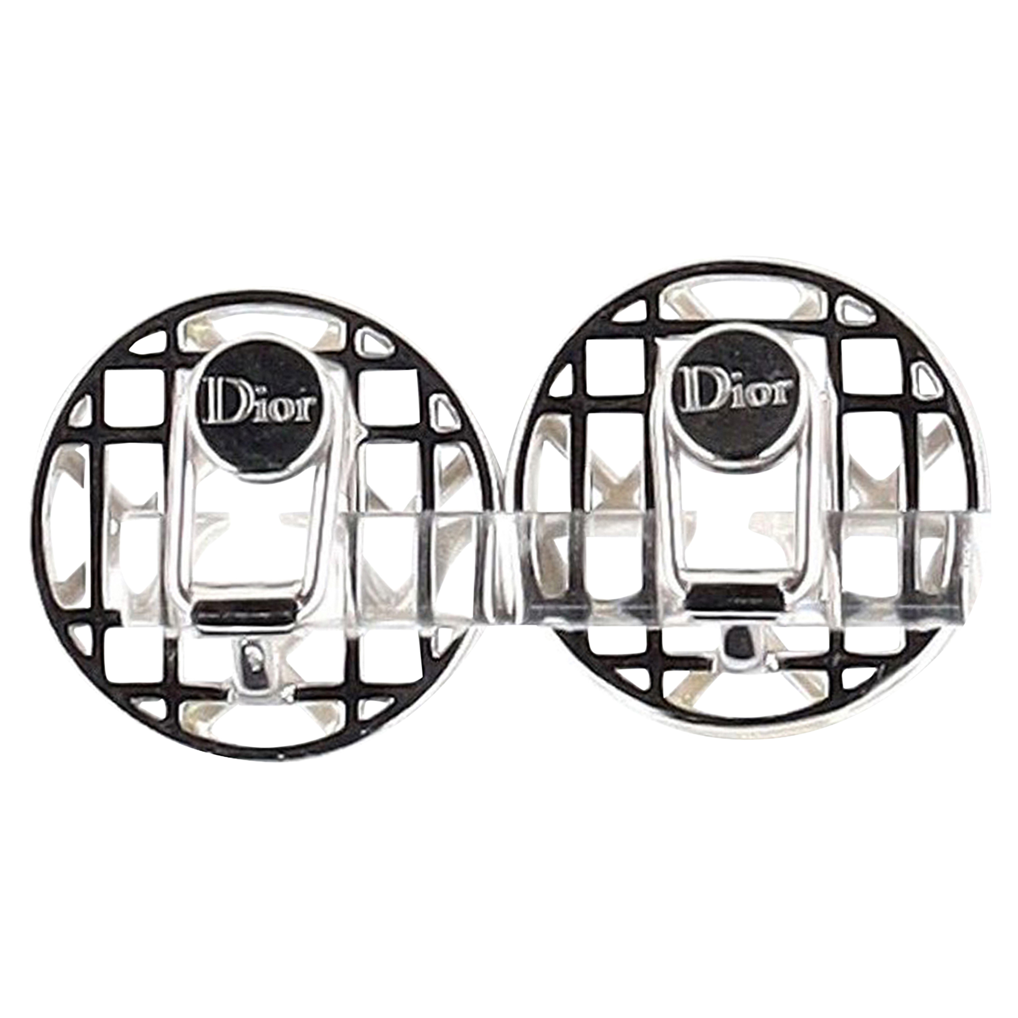 Preowned Christian Dior Sterling Silver Clip-On Earrings metallic | silver metal/sterling silver