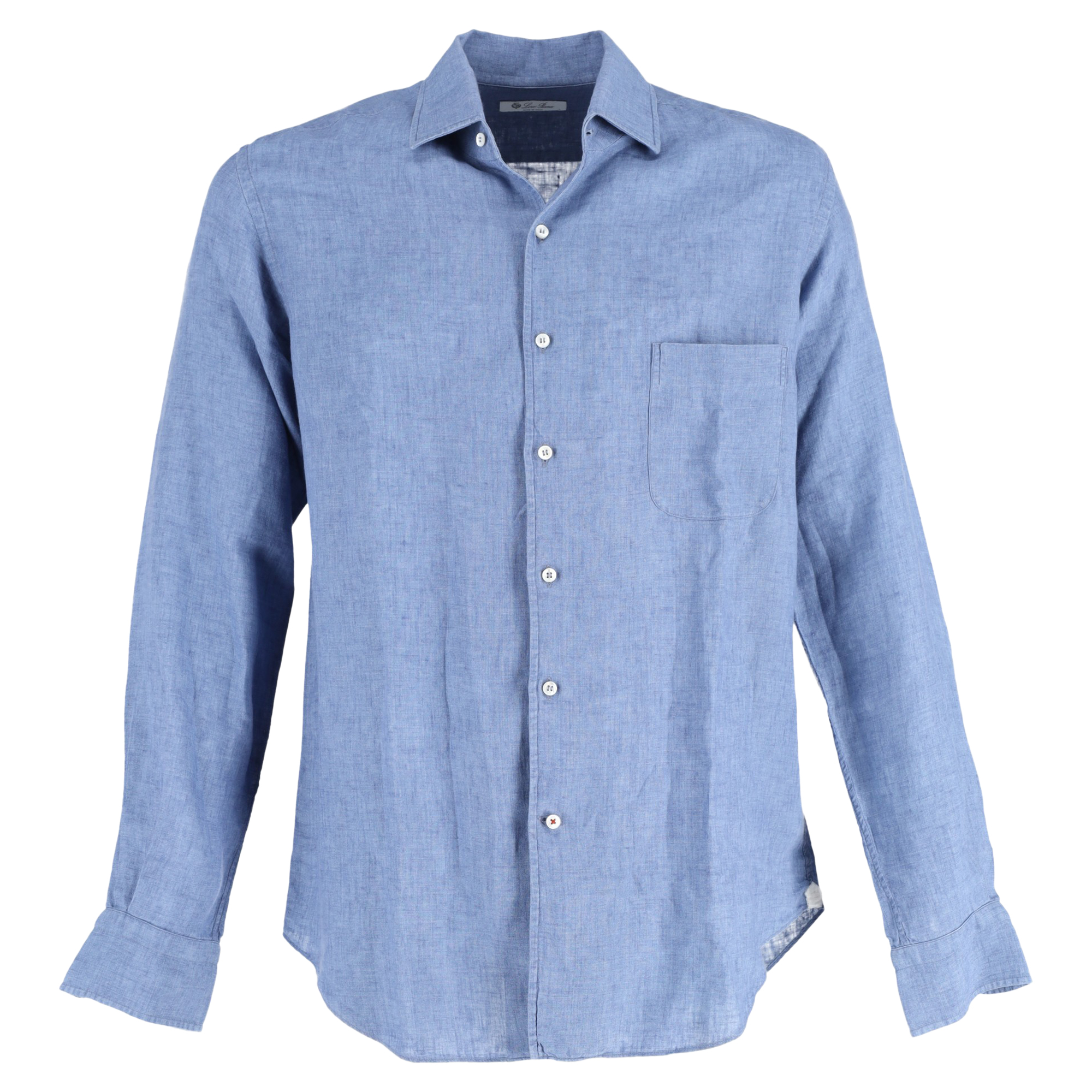 Men's Preowned Loro Piana Blue Linen André Shirt Size L blue | light blue