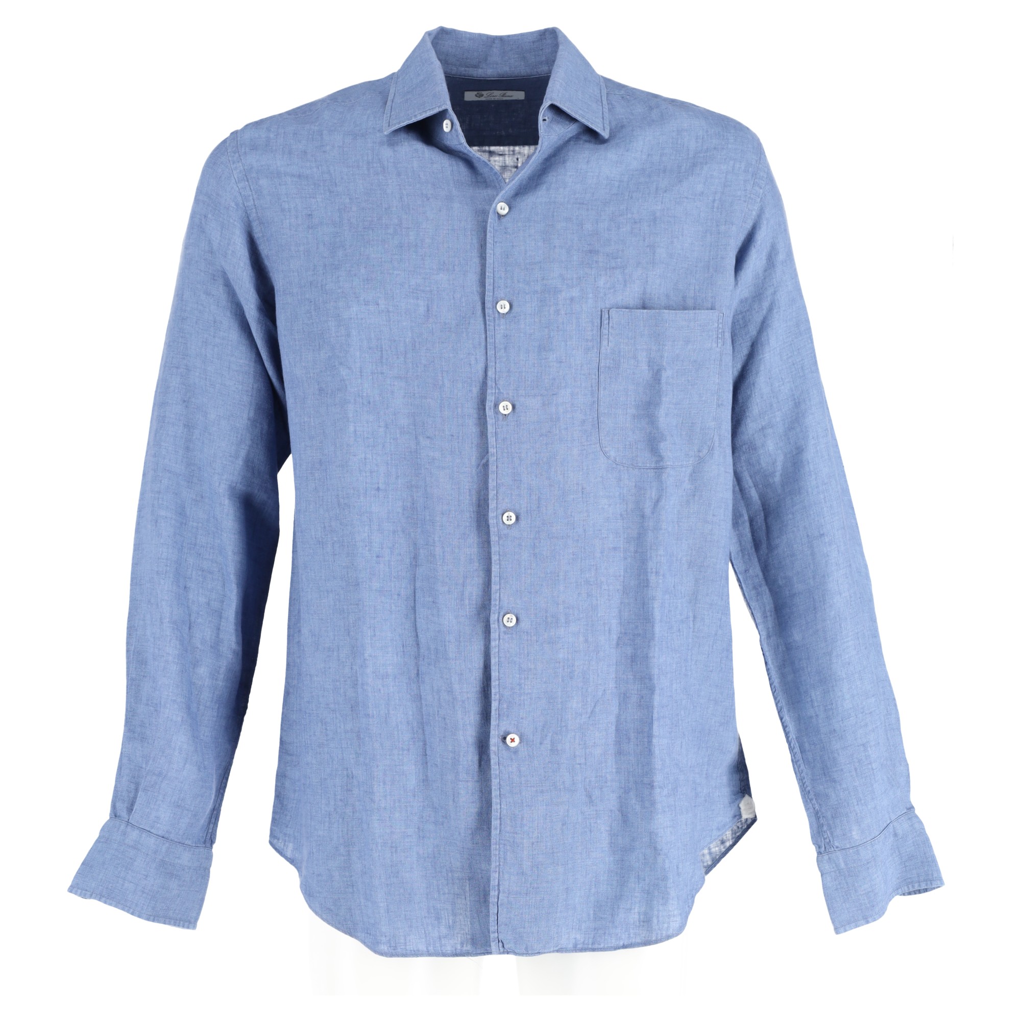 Men's Preowned Loro Piana Blue Linen André Shirt Size L blue | light blue