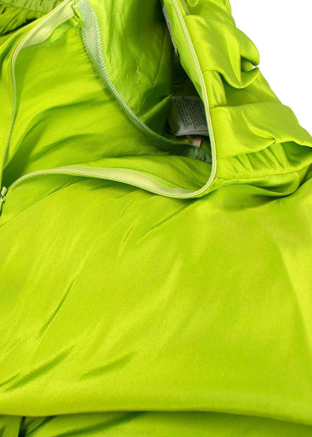 Valentino Lime Green Silk Faille Puff-Sleeve Off-The-Shoulder Gown Size S