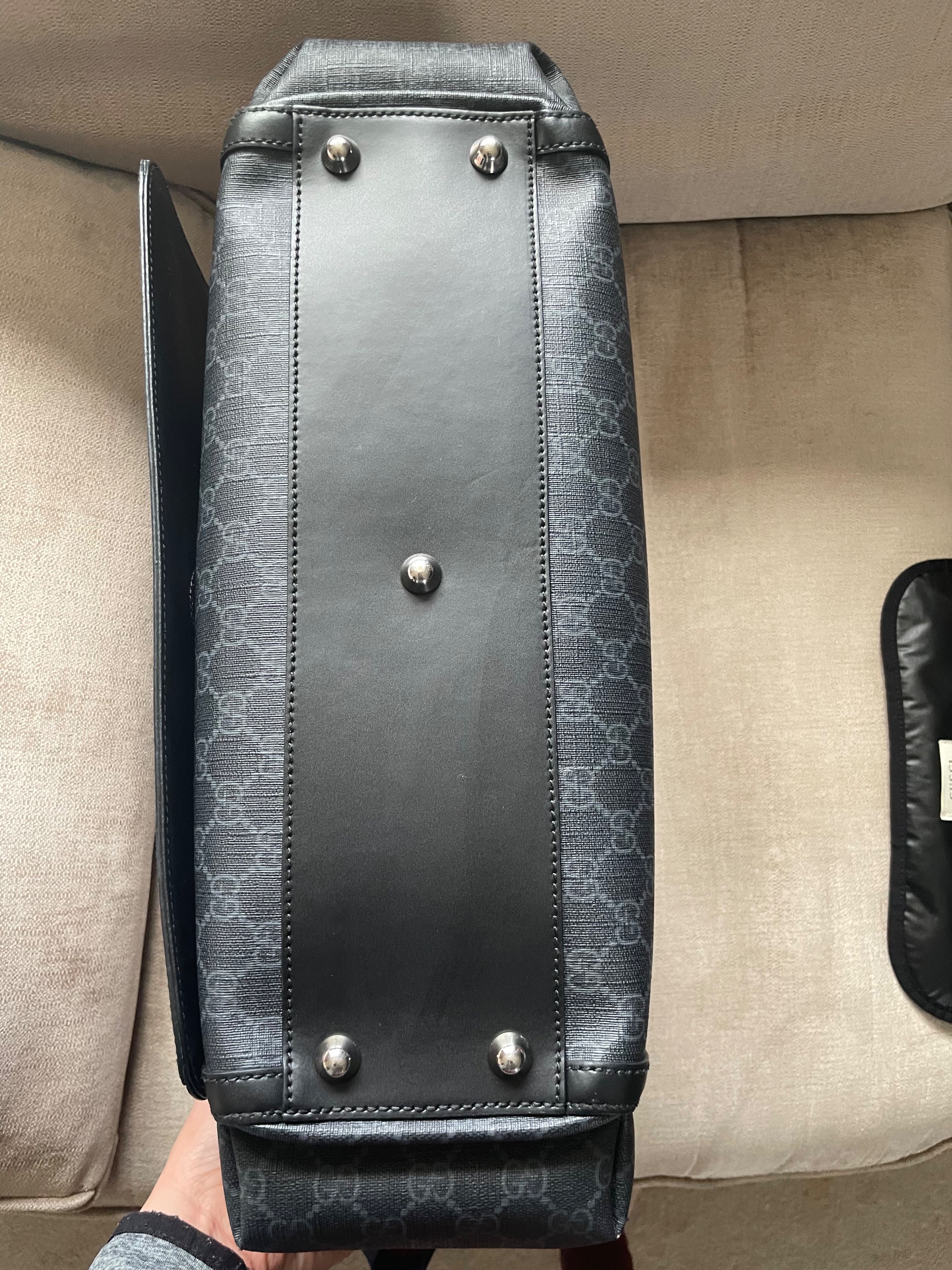 Preowned Gucci Black GG Monogram Canvas Changing Bag black/grey gg supreme canvas/nylon lining