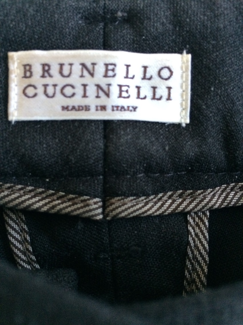 Preowned BRUNELLO CUCINELLI charcoal grey trousers Size M Black wool