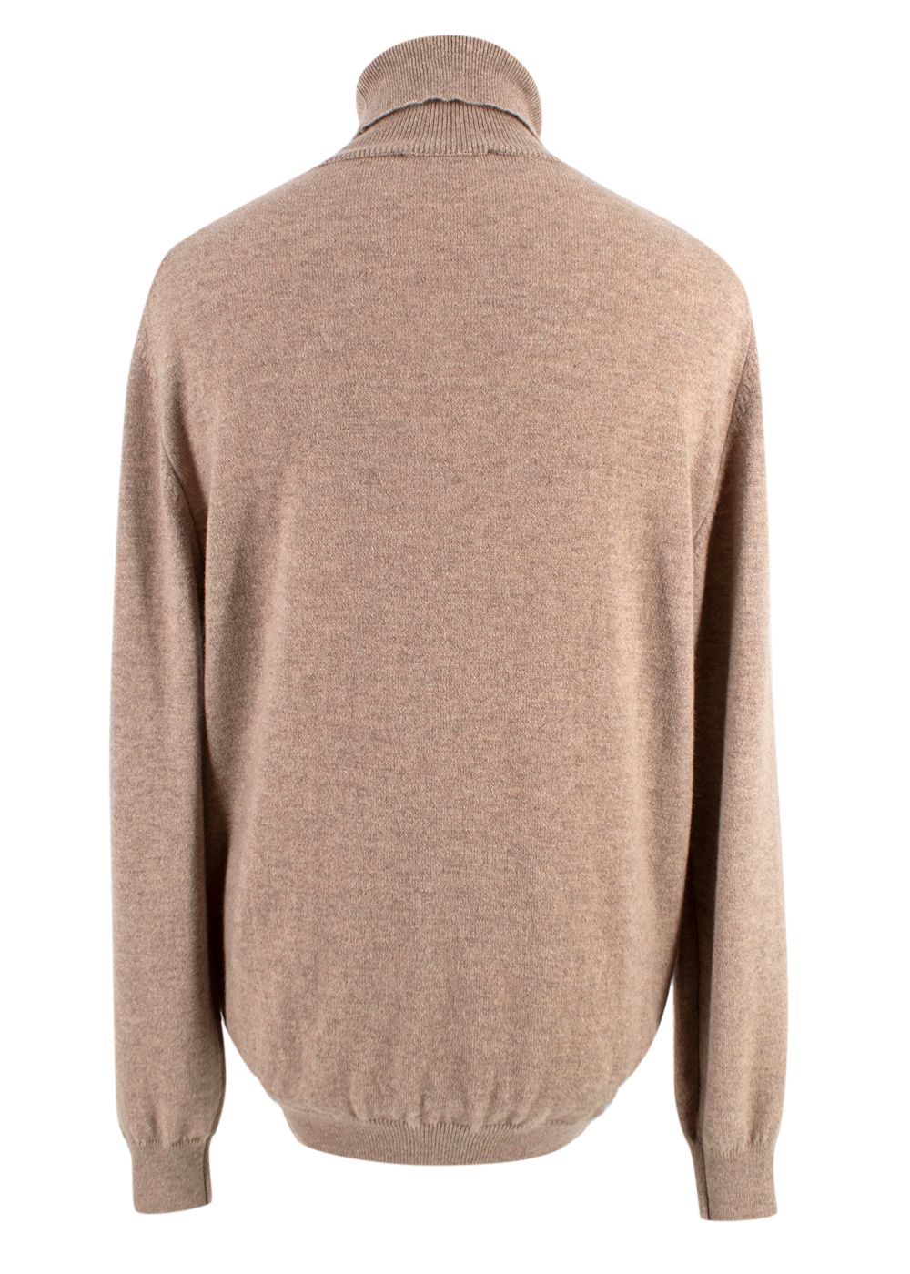 Men's Luca Faloni Beige Cashmere Turtleneck Jumper Size L Sandstone Beige