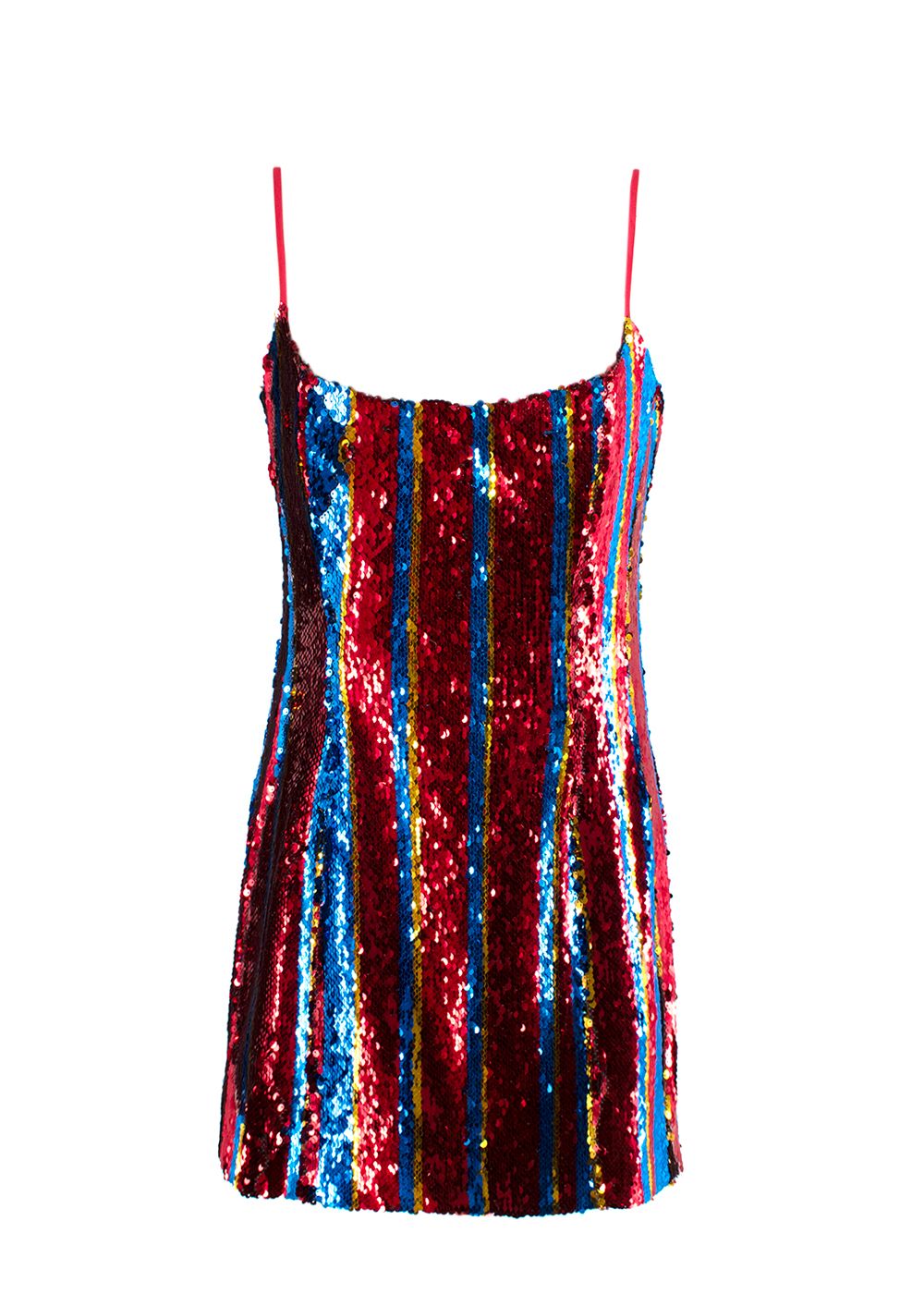 Halpern Red Striped Sequin Mini Dress Size XS Multi polyester