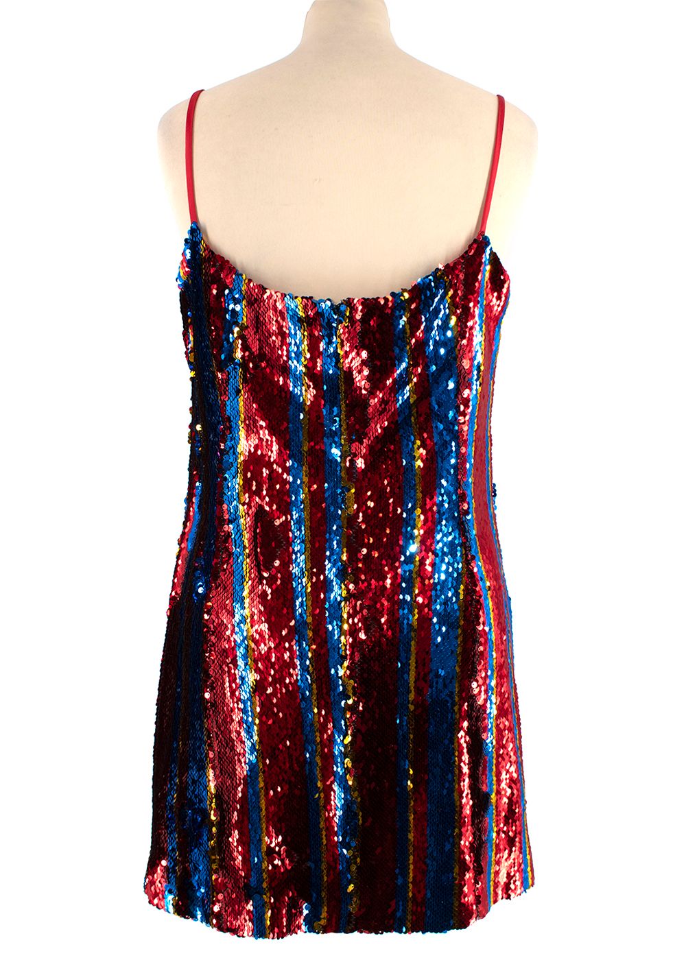 Halpern Red Striped Sequin Mini Dress Size XS Multi polyester