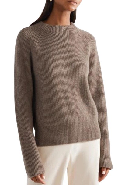 Preowned The Row Beige Ribbed Bowie Cashmere Jumper Size M Brown