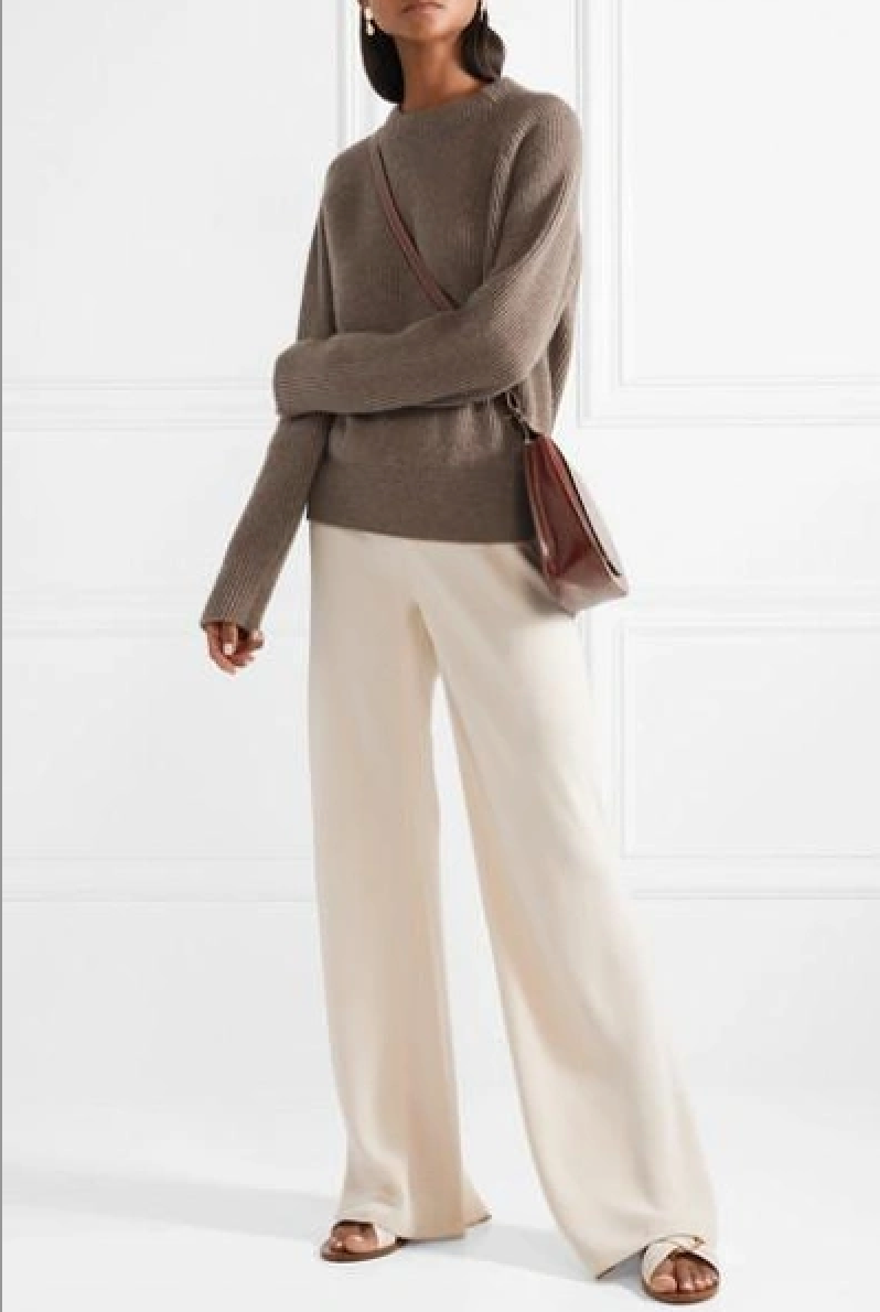 Preowned The Row Beige Ribbed Bowie Cashmere Jumper Size M Brown