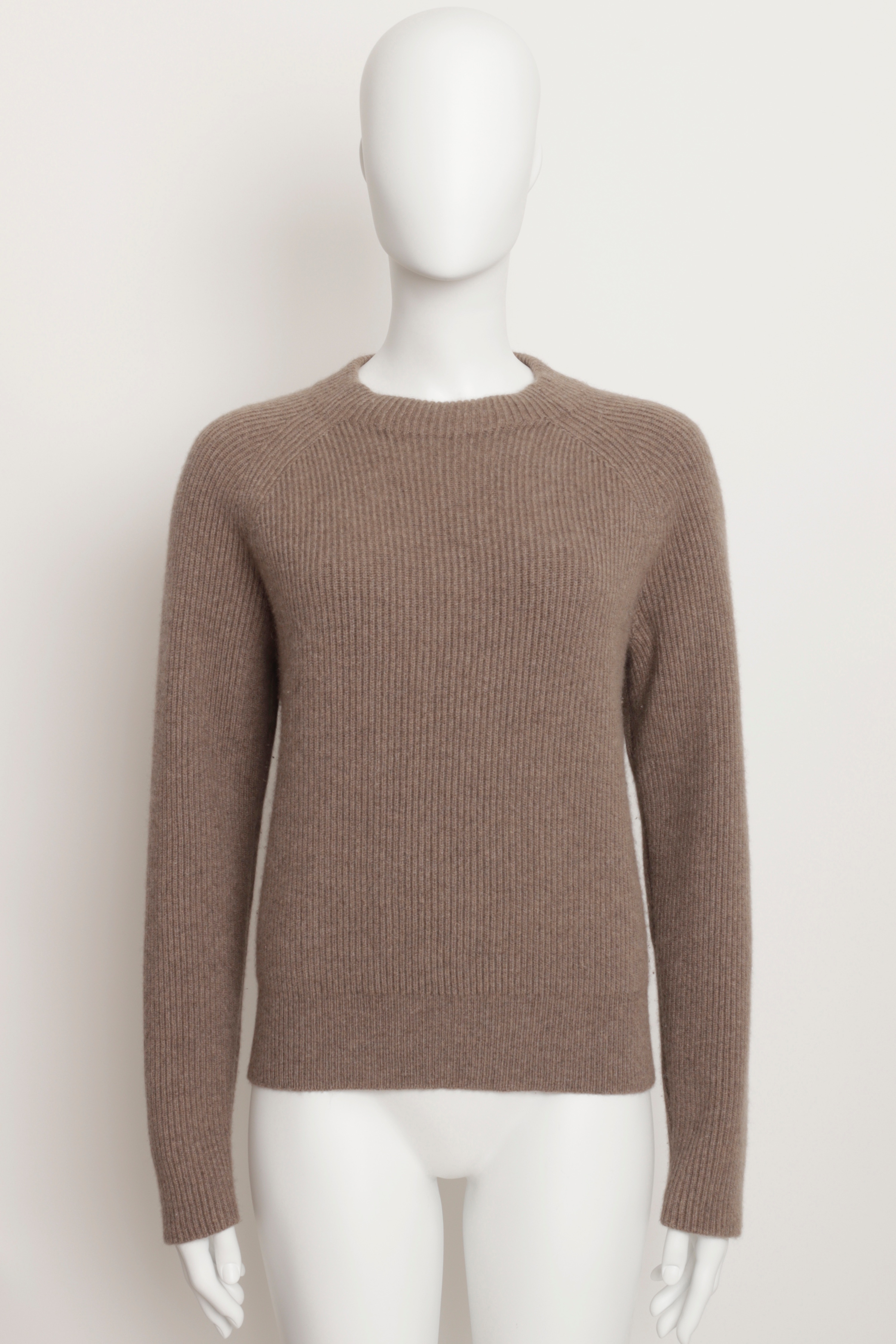 Preowned The Row Beige Ribbed Bowie Cashmere Jumper Size M Brown