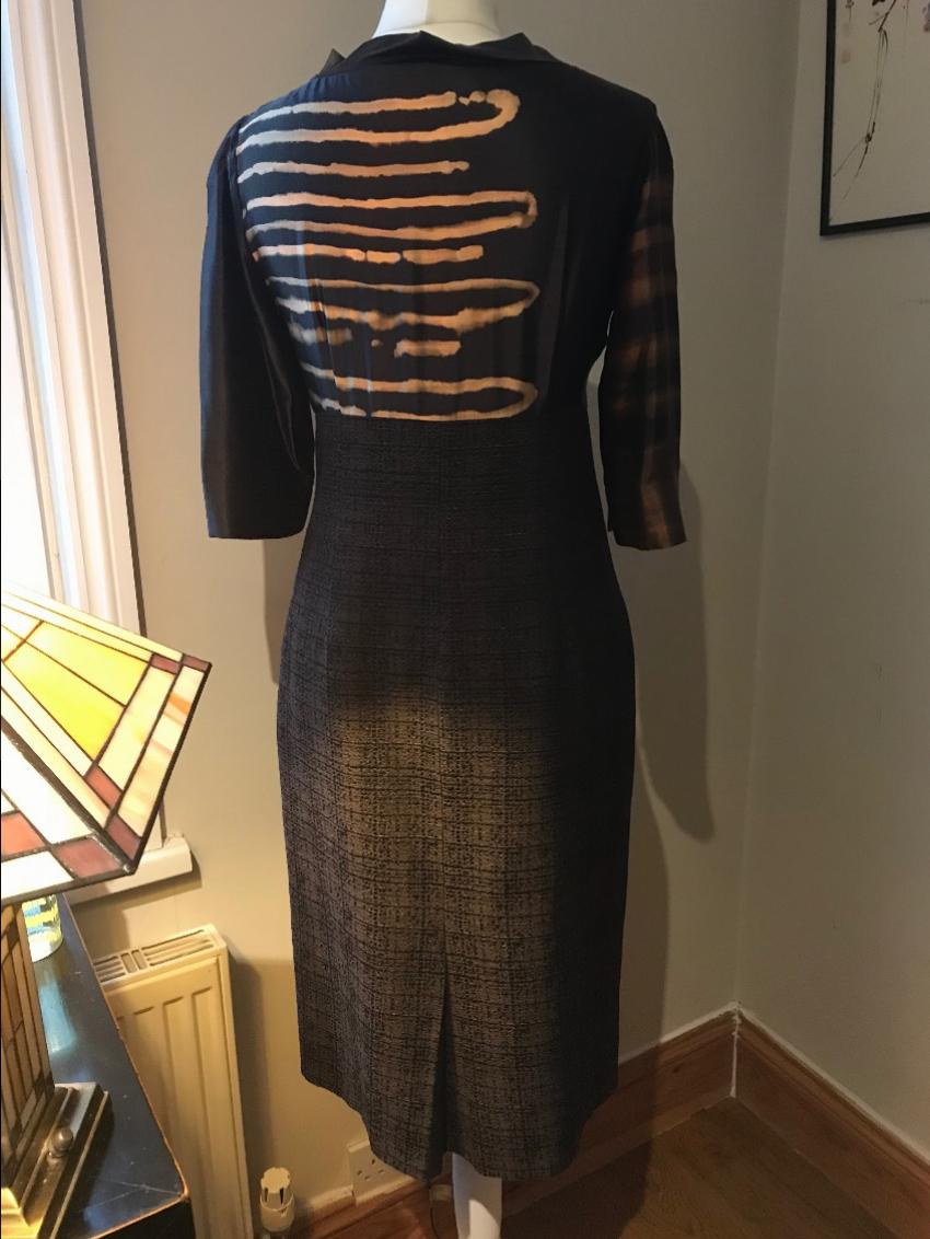 Max Mara Tweed  Silk Dress Size M Tan/Brown