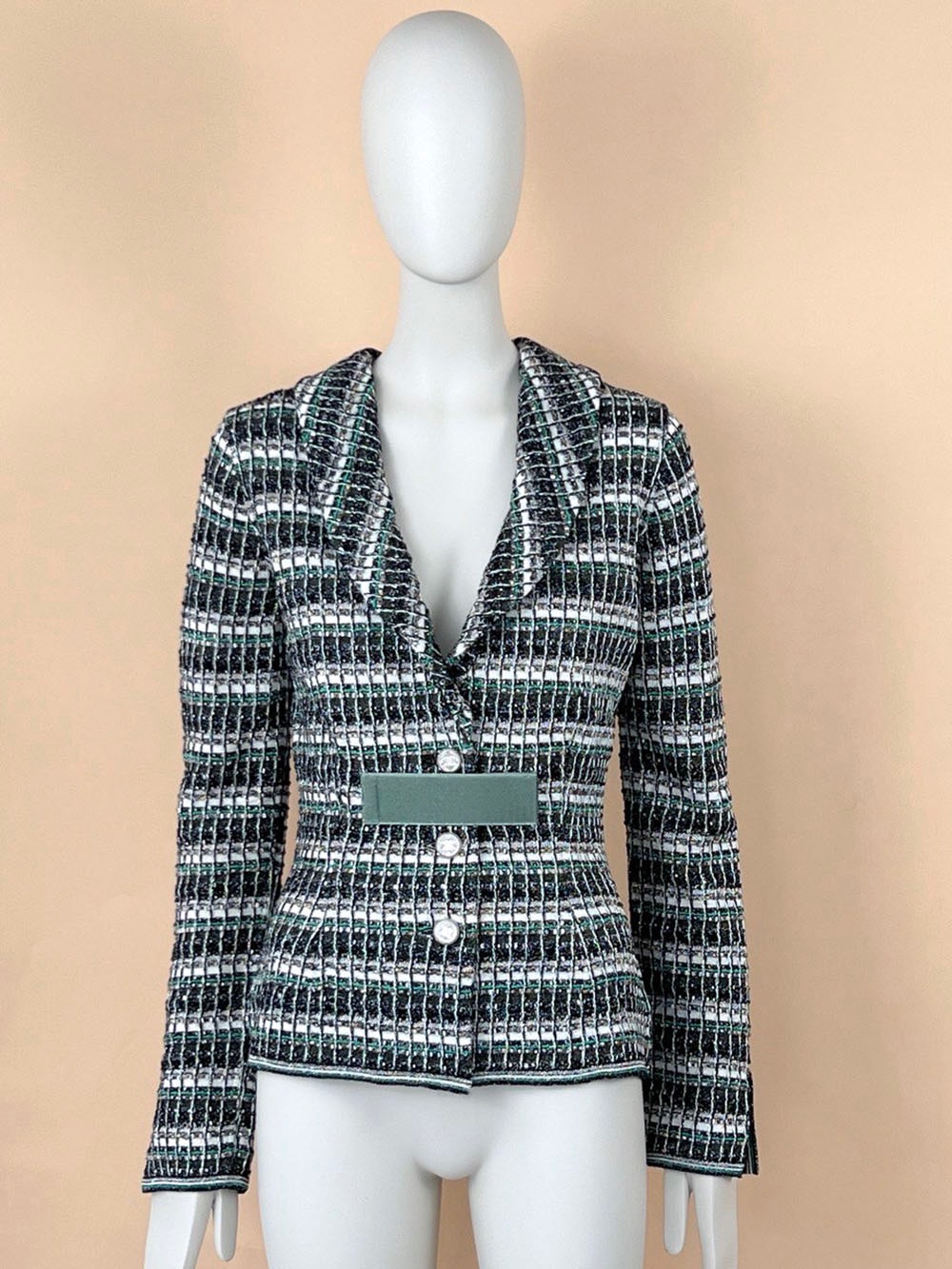 Chanel Runway Robot Collection Tweed Jacket/Blazer Size S green