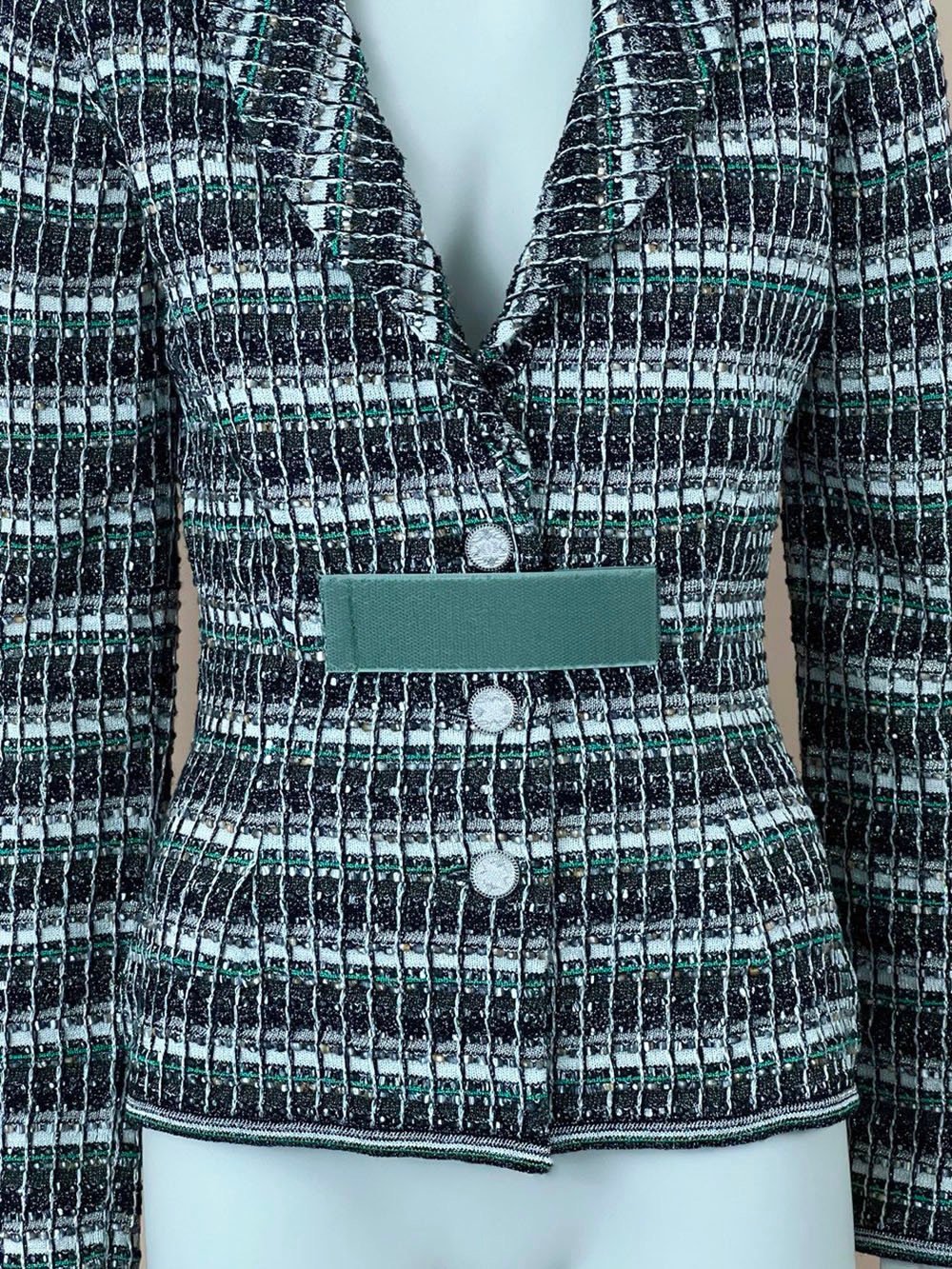 Chanel Runway Robot Collection Tweed Jacket/Blazer Size S green