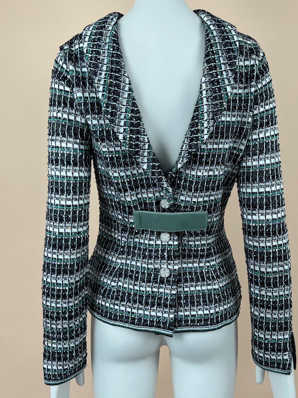 Chanel Runway Robot Collection Tweed Jacket/Blazer Size S green