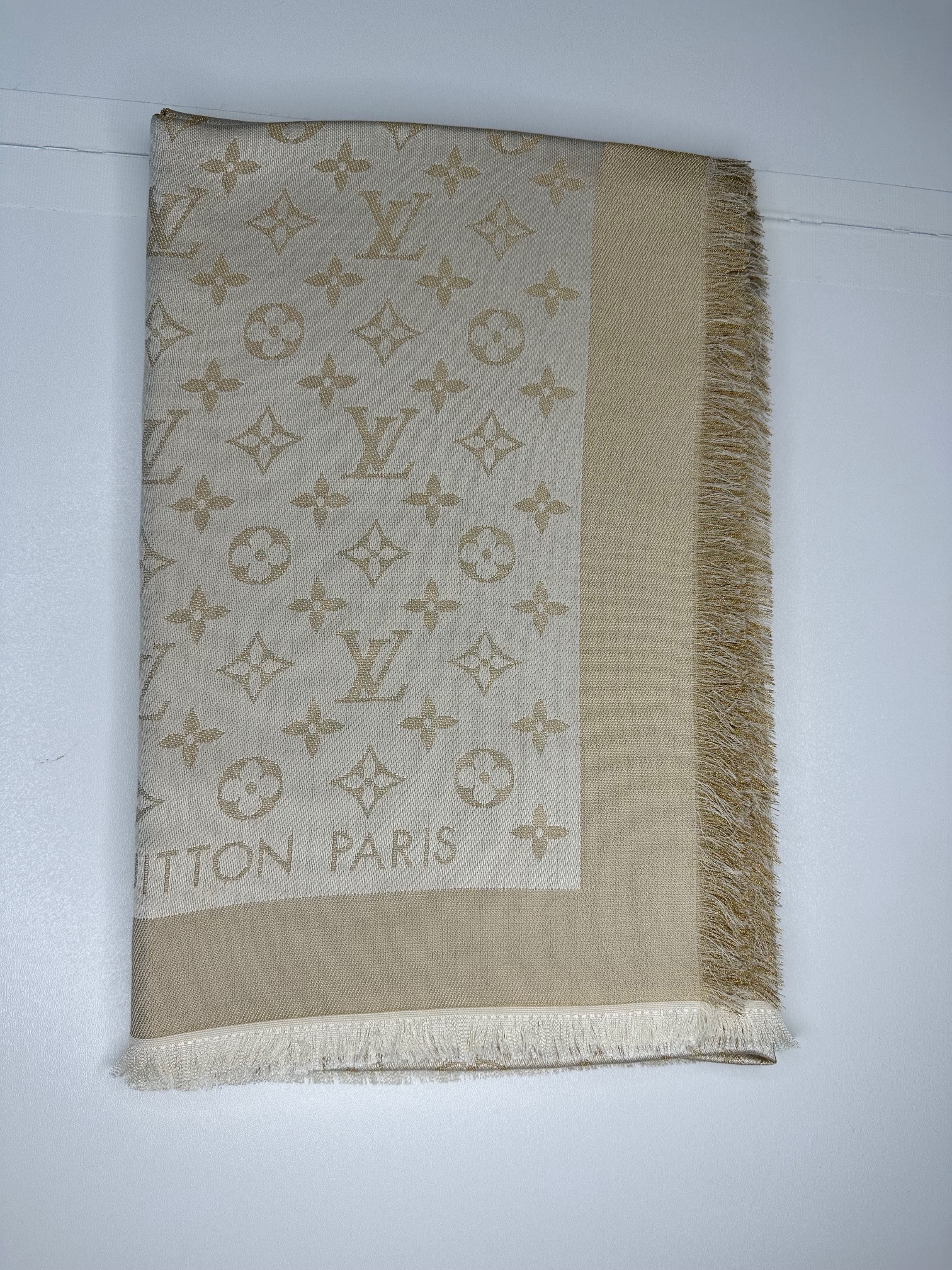 Louis Vuitton Beige Monogram Silk Blend Shawl White/Gold silk/viscose/wool