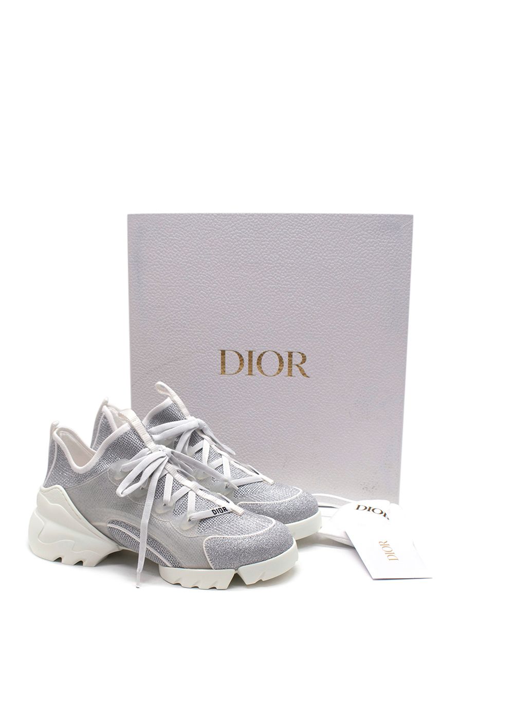 Dior White And Silver D-Connect Trainers Size 39 mesh/rubber sole