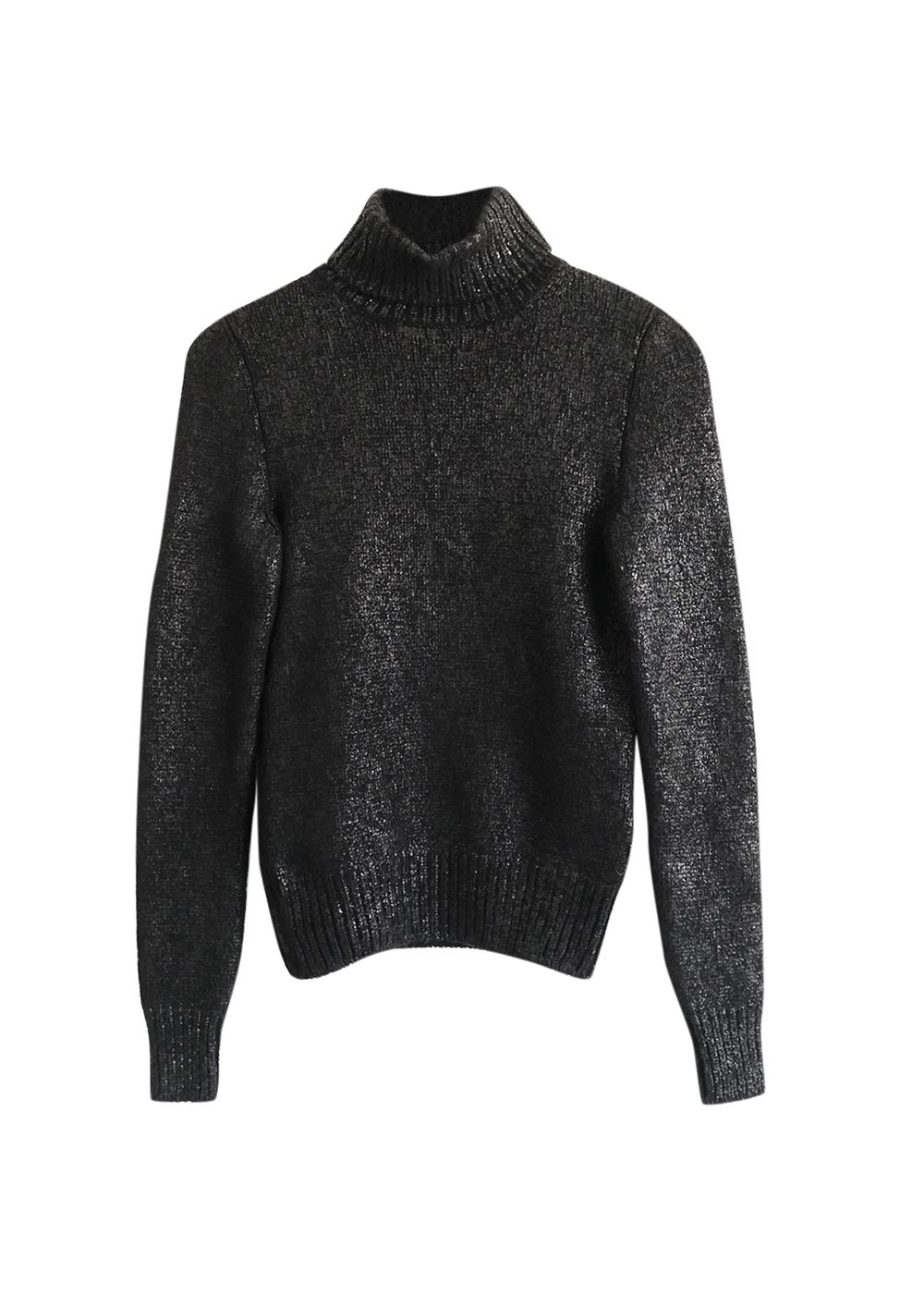 Celine Black Metallic Cashmere Turtleneck Jumper Size S