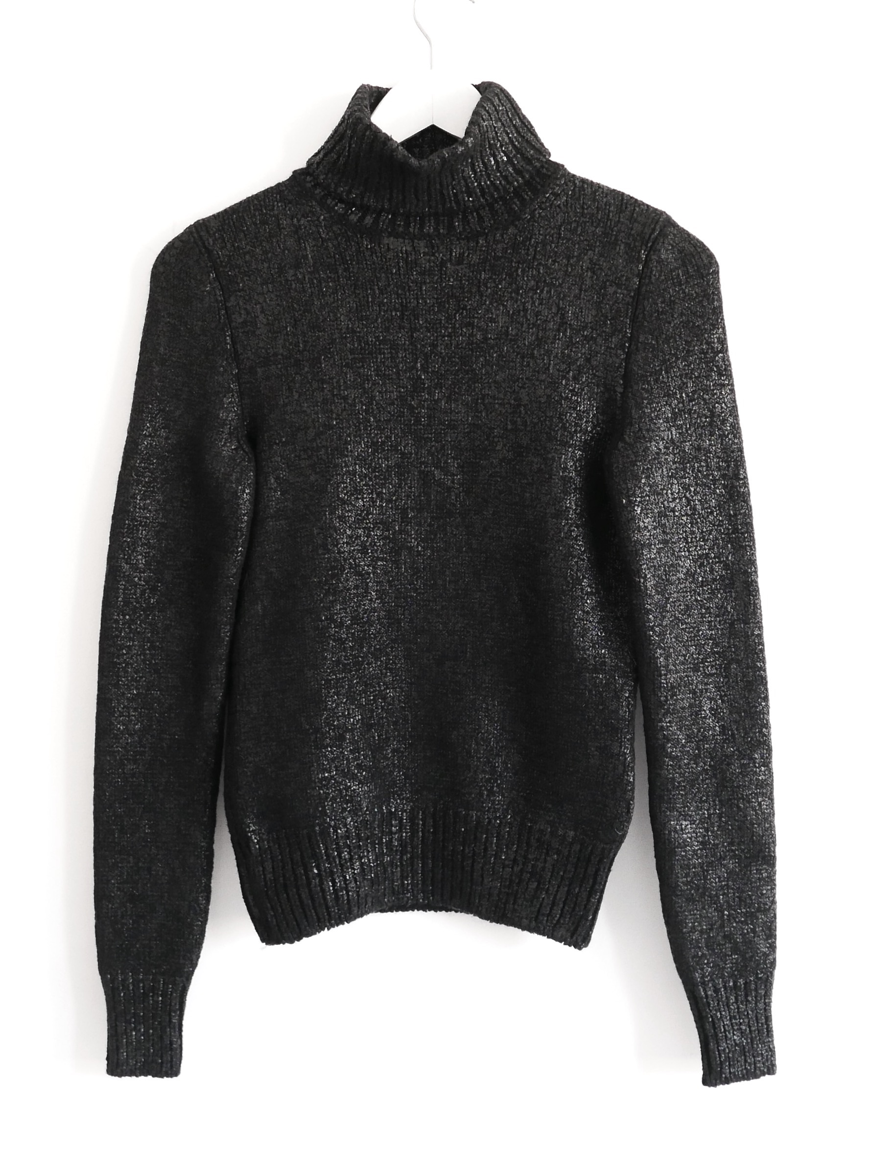 Celine Black Metallic Cashmere Turtleneck Jumper Size S