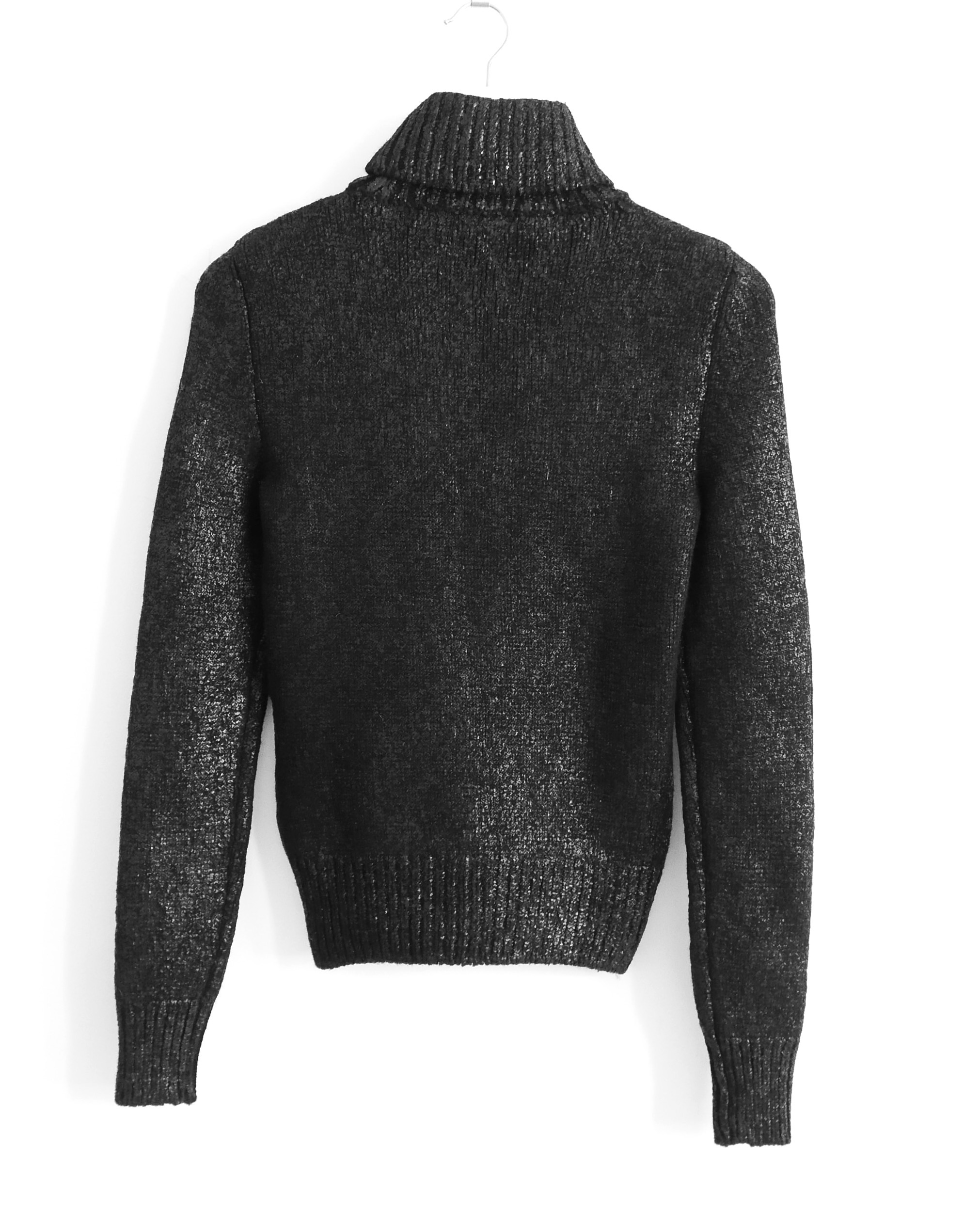 Celine Black Metallic Cashmere Turtleneck Jumper Size S