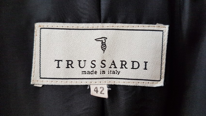 Preowned Trussardi Black Single Breasted Coat Size S wool