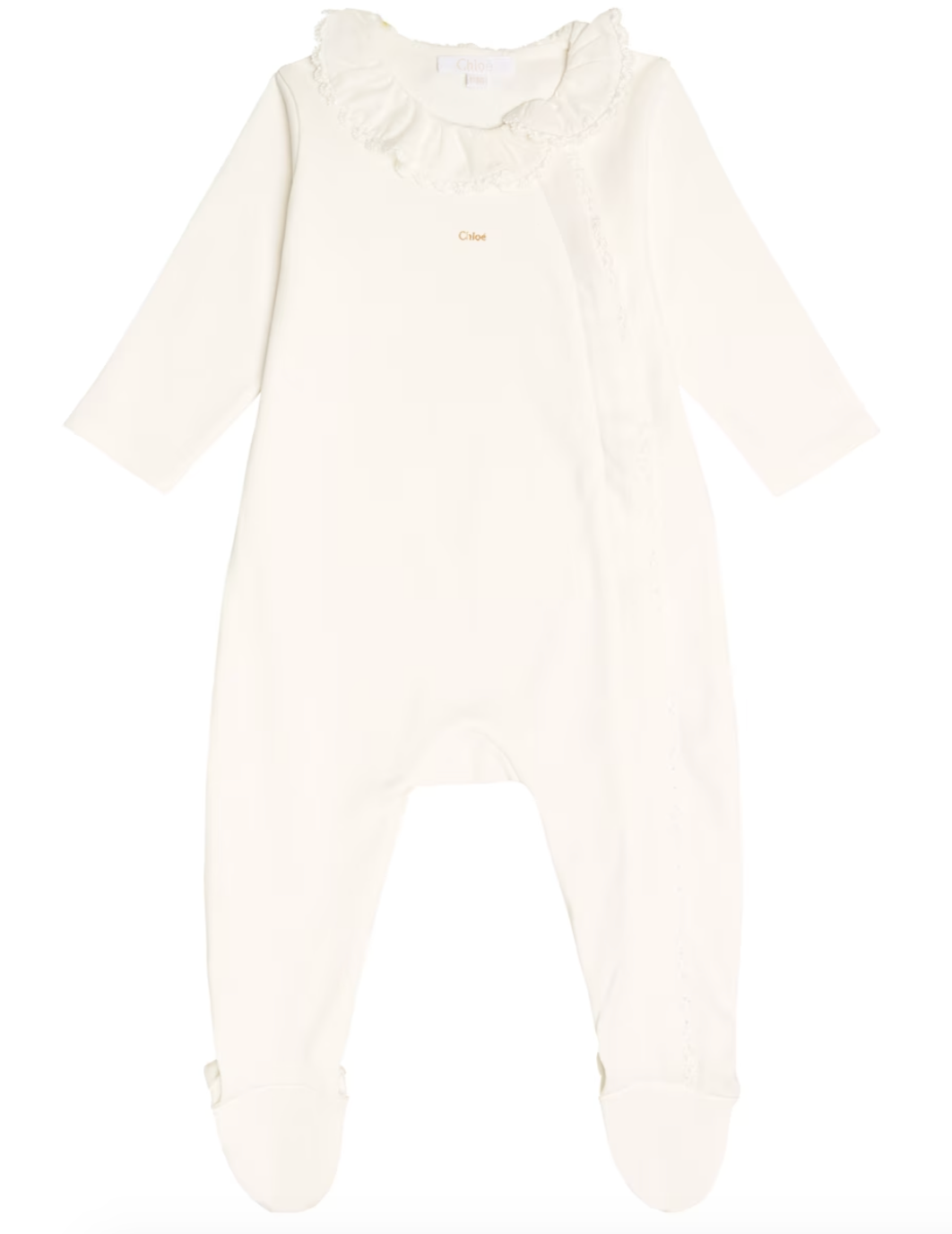 Boys Chloe Chloé Kids Off-White Cotton Onesie Size 2-3 Months