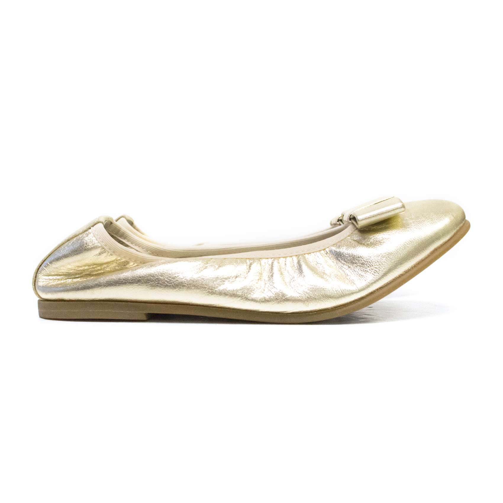 Boys Preowned Equerry Metallic Gold Ballerina Shoes Size 6 Years + leather