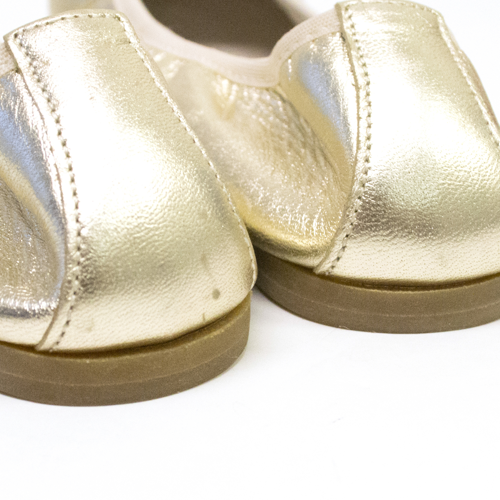 Boys Preowned Equerry Metallic Gold Ballerina Shoes Size 6 Years + leather