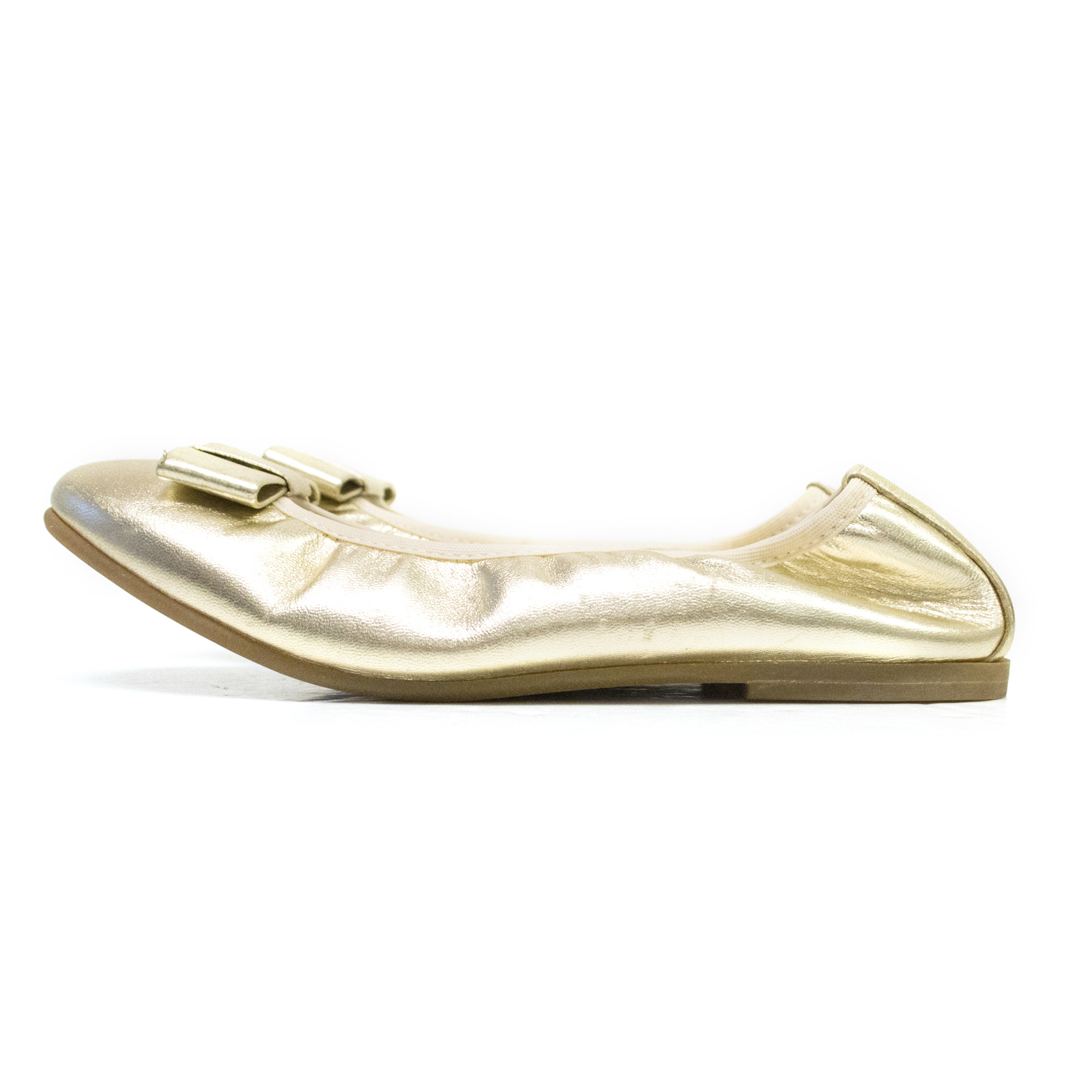 Boys Preowned Equerry Metallic Gold Ballerina Shoes Size 6 Years + leather