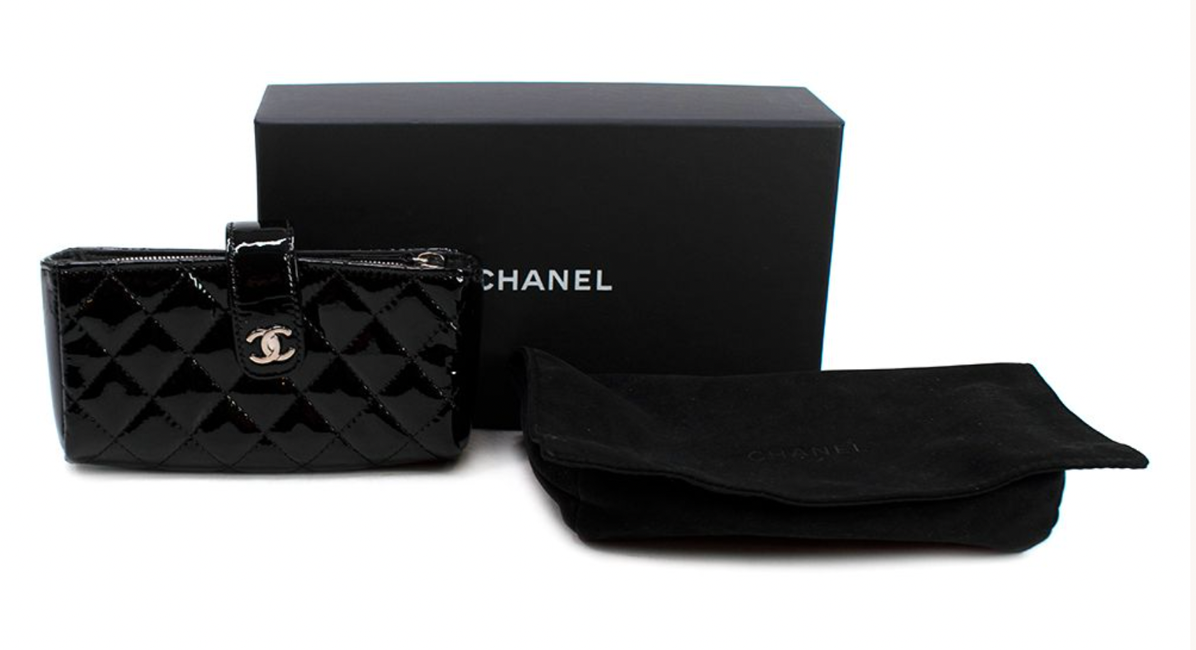 Chanel Small Black Patent Leather Pouch