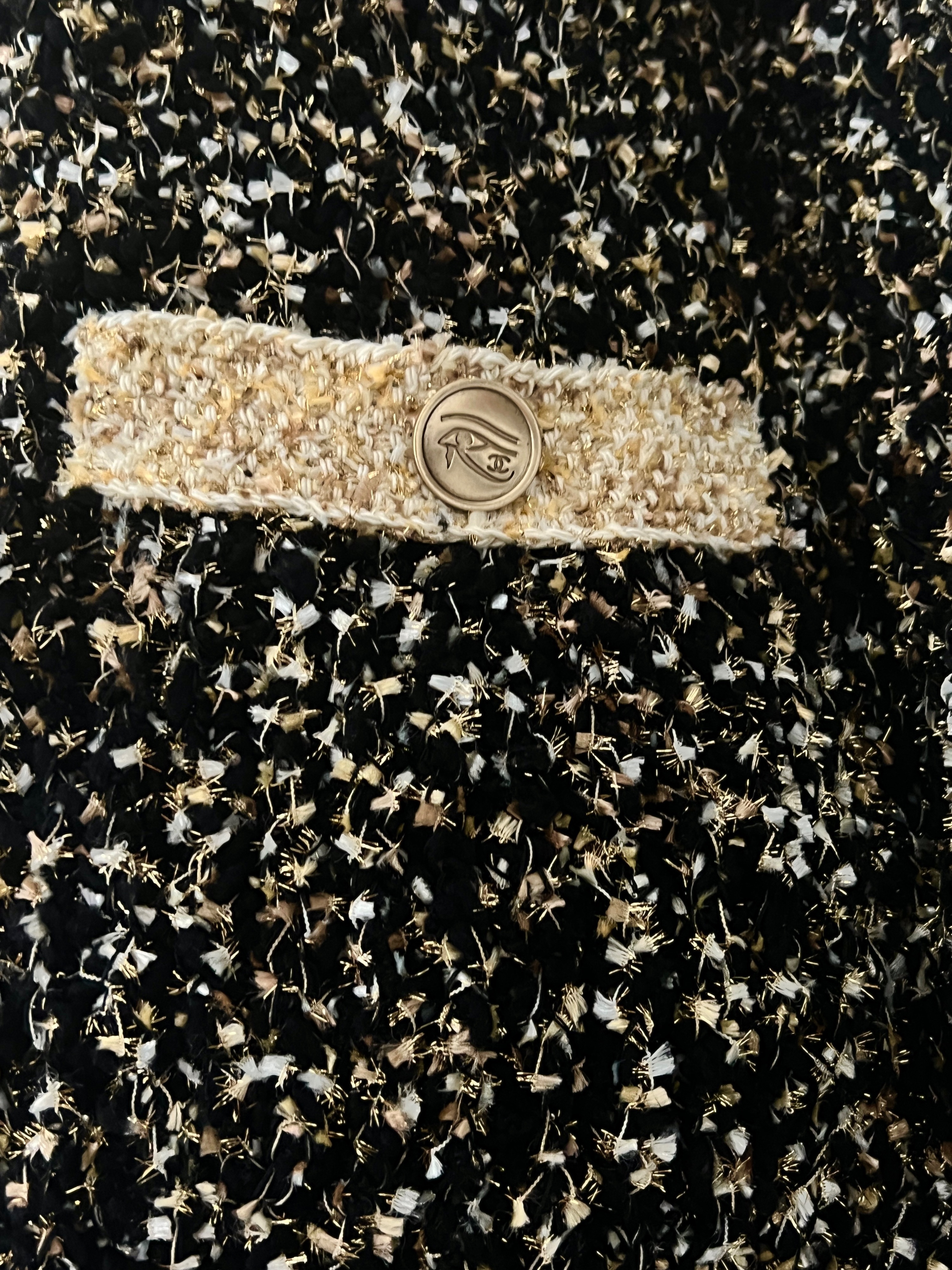 Chanel Black and Gold Lesage Tweed Cardigan Size M