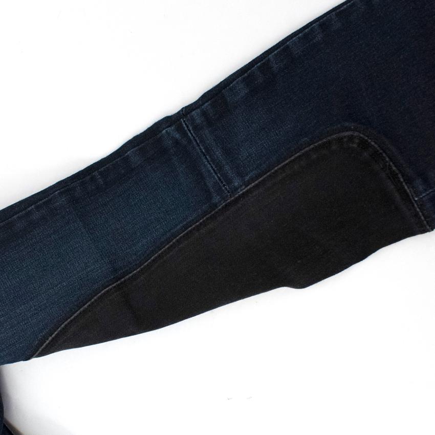 Preowned Paige Dark Navy Jeans With Black Patches Size XXS Blue cotton