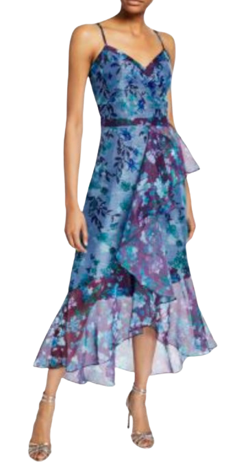 Marchesa Notte Floral Organza High Low Gown Size XL Multicoloured floral organza/polyester/nylon