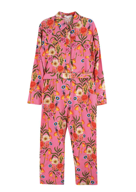 Borgo De Nor Pink Floral Linen Remi Jumpsuit Size S