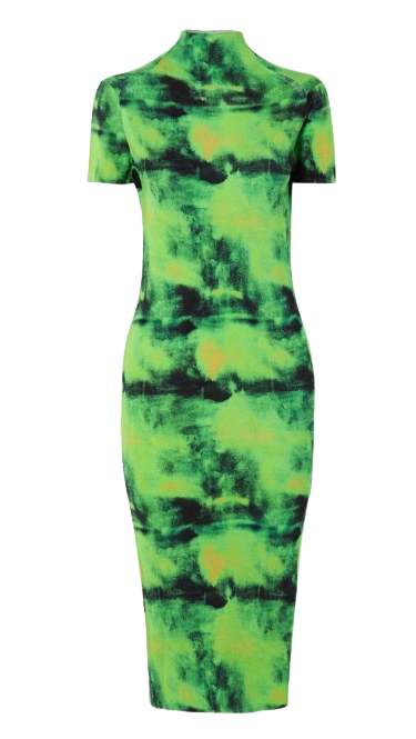 Preowned Versace Embroidered Tie-Dye Silk Knit Midi Dress Size S Green