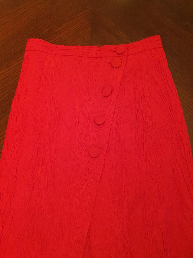 Preowned Alexa Chung Red Crepe Midi Skirt Size S cotton