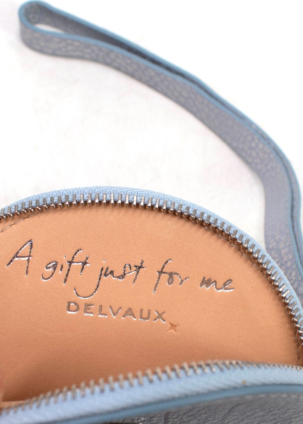 Delvaux Metallic Blue Coin Purse leather