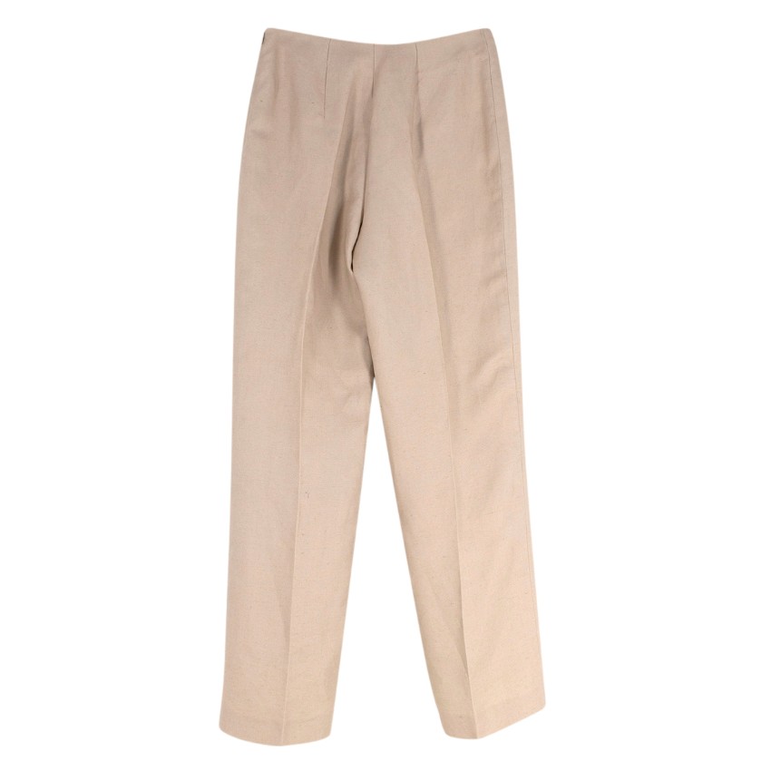 Preowned Valentino Beige Linen Tapered Leg Trousers Size XS Beige/Nude