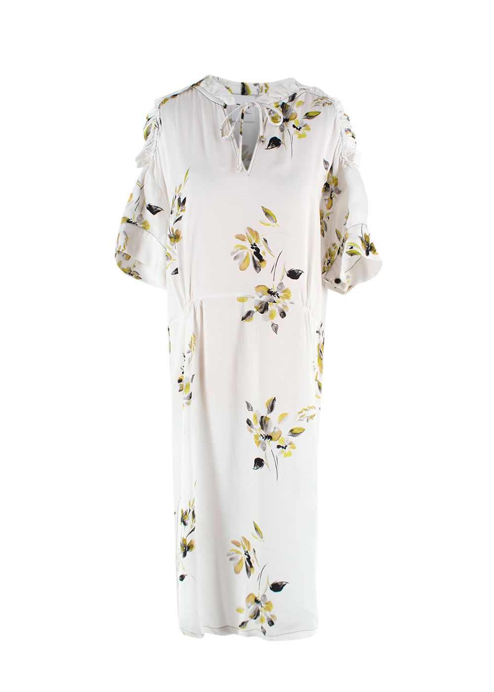 Day Birger  Mikkleson Keira Floral Hammered-Satin Midi Dress Size L White cotton