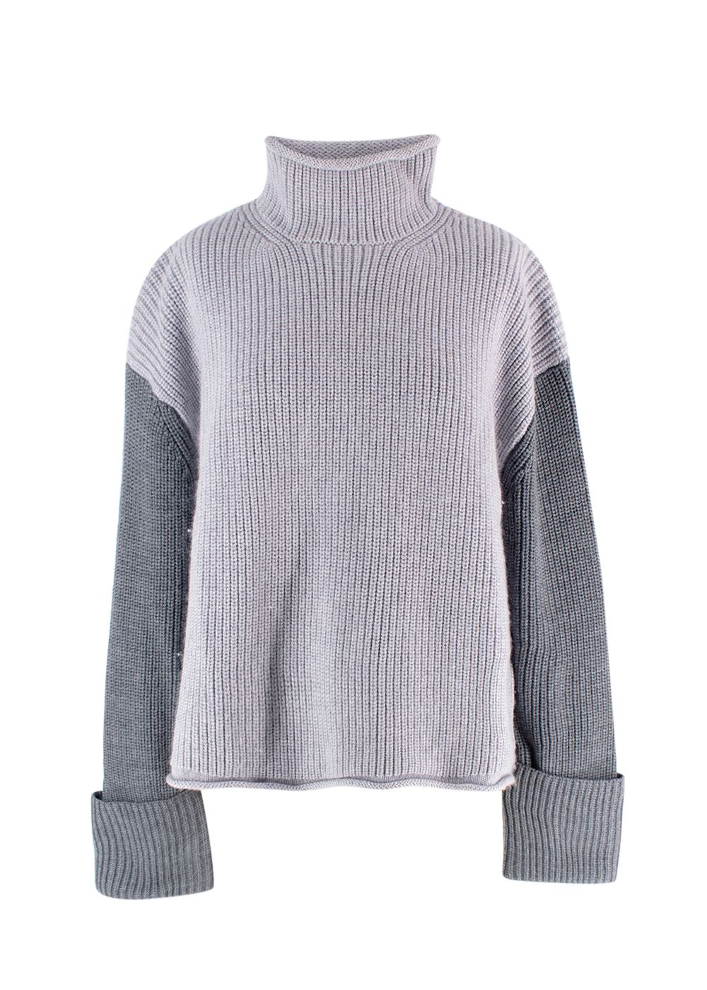 Victoria Beckham Grey Tricolour High Neck Wool Jumper Size XXS grey/lilac/black